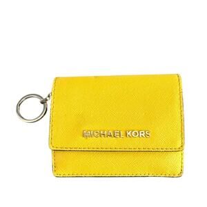 Michael Kors Yellow Saffiano Leather Key Ring Card Case Wallet ID Holder